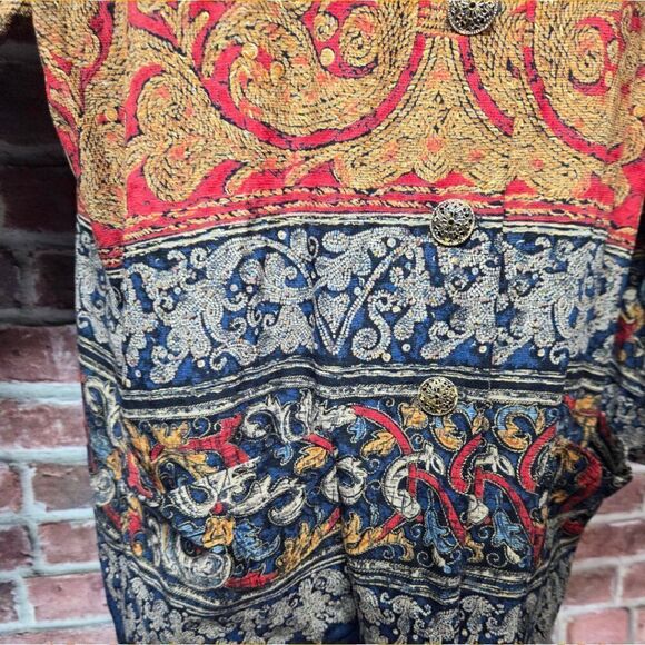 Vintage 80s Carole Little Tapestry Blazer 14 Black Gold Mandarin Collar USA - Picture 4 of 9